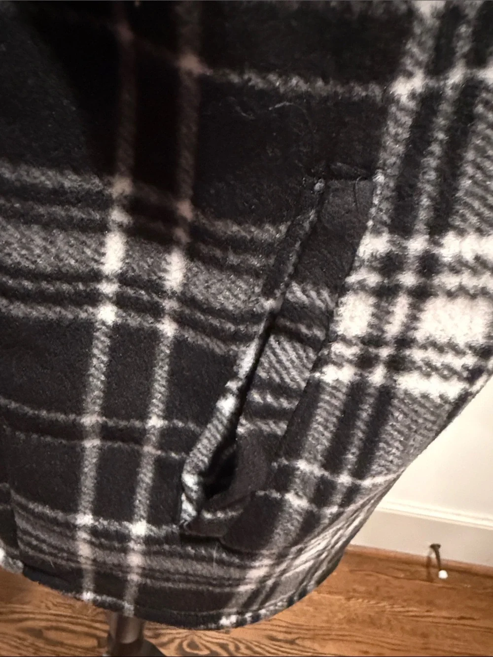 Sage Collective Black & White Plaid Button-Front Women's Shacket Sz Medium